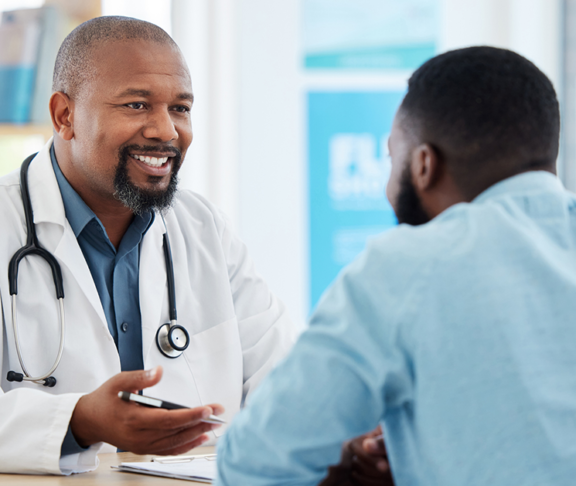 Medical physician talking to his patient.